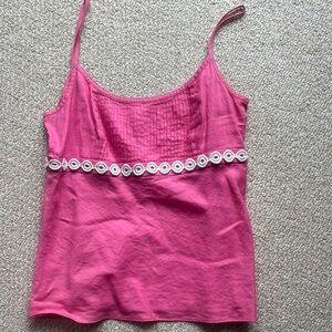 J Crew Pink Embellished Camisole with White Lace